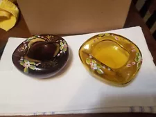 Vintage Hand Painted Glass Murano Ash Trays