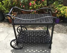 Outdoor Tea Cart Patio Furniture Cast Aluminum Antique bronze.