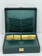 rare HUGE british racing green vintage leather bullion treasure gold coin box