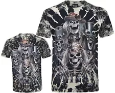 Tie Dye T-shirt Grim Reaper Band of Rockstars Skulls Jewelry Glow inDark by Wild