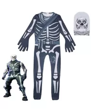 Fortnite Skull Trooper Cosplay Costume Halloween Zentai Jumpsuit Kids Skull Troo