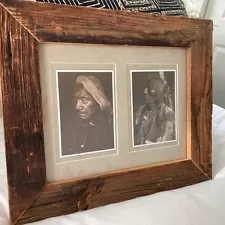 Edward Curtis Two Photos Red Cloud/Slow Bull Sepia Photo Prints Rough Wood Frame