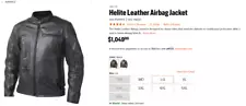 HELITE Adult Leather Motorcycle Airbag Jacket (Black-Large)