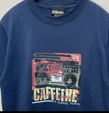 Vintage Rare 90s Caffeine Old School Flava Graphic Print T Shirts Size S