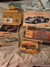 1950 & 1960'S VINTAGE TOY MODEL CAR KITS NEW OLD STOCK.WITH BOX OF CONTROLLERS