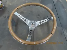 VINTAGE 15 INCH THREE SPOKE PLASTIC WOOD STEERING WHEEL OLD SCHOOL HOT RAT ROD