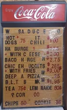 1970's Enjoy Coca Cola Menu Board w/original letters 27in x 16in Restaurant