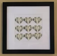 9 Two Dollar Bill Hearts Uncirculated Money Origami In Frame Unique Wall Art