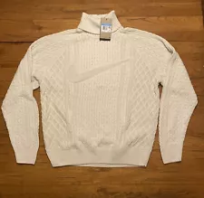 Nike Life Cable Knit Turtleneck Sweater Light Bone FB7770-072 Men's Medium NWT