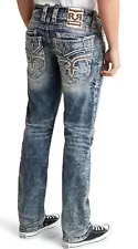 Rock Revival “Verdugo” Mens Acid Wash Mens Straight Stretch Jeans!!(42x32)