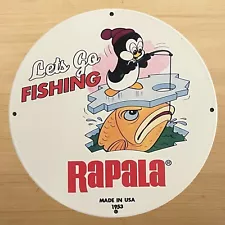 VINTAGE RAPALA PORCELAIN SIGN FISHING LURE BAIT SALES SERVICE STATION PUMP PLATE