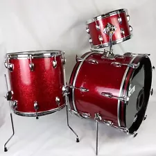 Slingerland 20,12,14" Modern Jazz Drum Set Red Sparkle Sound King Vintage 60-70s