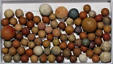 Lot of 80 UN-GLAZED CLAY MARBLES Vintage Estate Sale Marbles