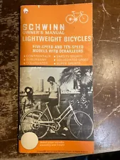 1973 Schwinn Lightweight bicycles factory owners manual 5 & 10 Speed