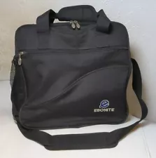 Ebonite Bowling Ball Bag Black Shoulder Strap - Holds One - 2 Pockets - 1 Zips