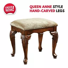 Landing Vanity Bench Queen Anne Style Cabriole Wood Leg Stool Chair Furniture