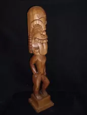 Vintage 24" KOA TIKI STATUE Mid Century Carved Wood Hawaii Idol Figure