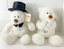 Gund Hearts United Bride And Groom 12" Plush Teddy Bears (2) New White