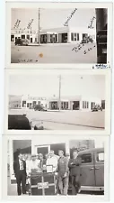 RARE - 3 Photos- Ford Car Dealer & Mobil Gas Station Garage- Sacramento CA 1940s