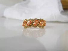 Sterling Silver 925 Gold Mexican Fire Opal Pinky Band Ring Size 5