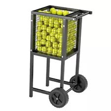 Tennis Ball Cart, Movable Training Tennis Cart Basket with Wheels, Large