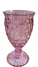 NWT Fuchsia Pink Glass Goblet-Horizontal & Vertical Rectangles-Holds 10 oz.