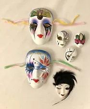 Mardi Gras Miniature Masks — Ceramic, Hand-Painted (See Photos for Sizes)