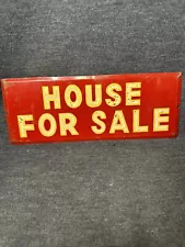 Vintage Metal House For Sale Sign Reflective Lettering 9 1/4" X 3 1/2"