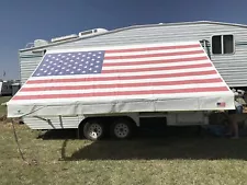 RV Awning Fabric Replacement Camper Trailer Heavy Vinyl USA Flag