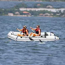 10ft Inflatable Boat Inflatable Rafting Fishing Dinghy Tender Pontoon Boat White