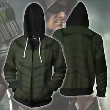 Green Arrow Jacket Coat Oliver Queen Hoodie Sweatshirt Cosplay Costume Halloween