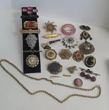 Fabulous Antique Mixed Jewelry Lot Incl 9kt Mourning Brooch Estate Find