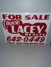 Vintage For Sale Chuck Lacey Realty Double Sided metal Sign