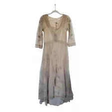 Nataya Downton Abbey Cream Pearl Lace Embroidered Boho Maxi Dress NWT Sz Medium