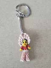 NATIVE AMERICAN Beaded Chief with Head Dress Figure Key Chain