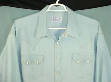 Vintage Tru West Rockmount Ranch Wear Western Style Men's Denim Shirt Size XXL