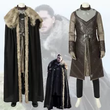 Game of Thrones Season 8 Jon Snow Costume Cosplay Suit Cloak Outfit