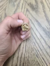 Mens Ring 10k Solid Yellow Gold Lucky Horse Head Horse Shoe