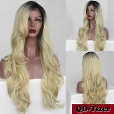 Synthetic Lace Front Wigs Ombre Blonde Long Wavy African American Black Women