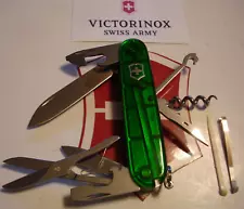 VICTORINOX 91mm TRANSLUCENT EMERALD GREEN CLIMBER 14 FUNCTION SWISS ARMY KNIFE