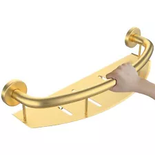 Gold 18-inch Safety Grab Bar with Storage Shelf for Bathtub or Shower, Draina...