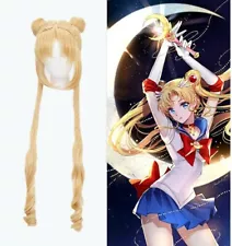 Anime Sailor Moon Crystal Tsukino Usagi Gold Cosplay Costume Wig Women Long Hair