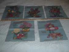 5 Vtg Lot 80s Repro DM Ferry Flower Seeds Quilt Blocks Sew Fabric 12x10.5x5 #SFB