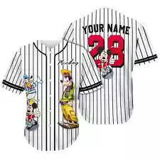 Personalized Mickey Goofy And Donald Duck 3D BASEBALL JERSEY SHIRT