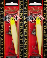 (LOT OF 2) LUCKY CRAFT SLENDER POINTER 97MR 3/8OZ PO97MR-376 CHART PARROT B6139