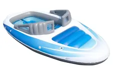 ***USEDDAMAGED BOX Member Mark 6Person Inflatable Boat Island Float Blue/White