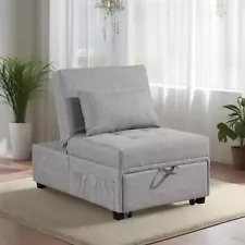 Convertible Sofa Bed, 4-in-1 Recliner Chair Folding Sleeper Couch with Pillow