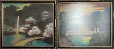 Pair of Japanese Watercolor on Silk Paintings, Framed and under Glass