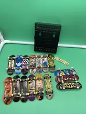 Tech Deck Handboard Lot - 16 Rare Unique Boards with Deck Holder+Extra Wheels