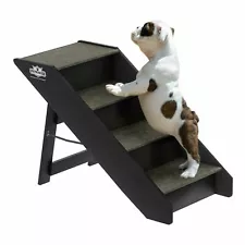 15 Inch Wide Foldable Wooden Pet Stairs 4 No Slide Steps 20 In High Up to 80 Lb